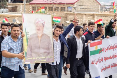 Demonstration von Studierenden zugunsten des Regierungspräsidenten Masud Barzani