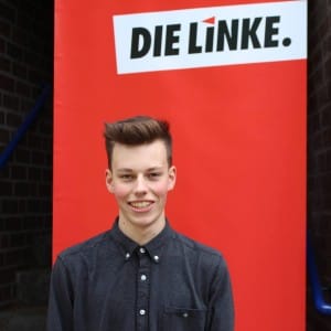 Julian Theiß (19 Jahre alt), Mitglied der Linken und Kandidat zur kommenden Landtagswahl in Rheinland-Pfalz.