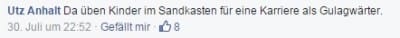 Schon einige Monate zuvor bezeichnete er den Bundestagsabgeordneten Diether Dehm in einer rhetorischen Frage als „Fürst Willy von und zu Stasi“ und andere Genossinnen und Genossen als „Speichellecker“. Screenshot Facebook
